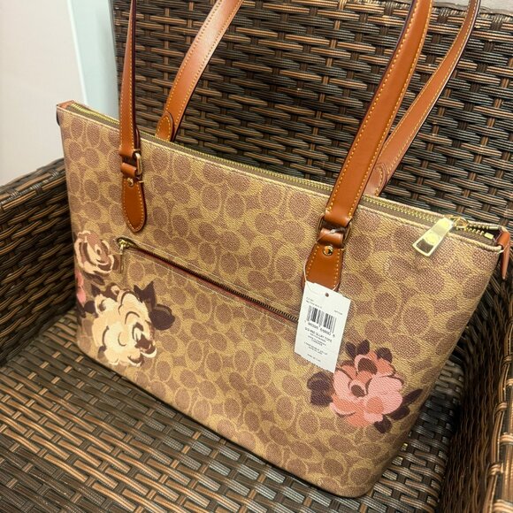 coach Gallery Tote Bag In Signature Canvas With Rose Print cz180 - Picture 5 of 8